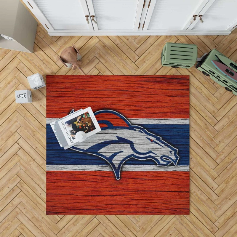 Denver Broncos Nfl Wood Design Logo Rug