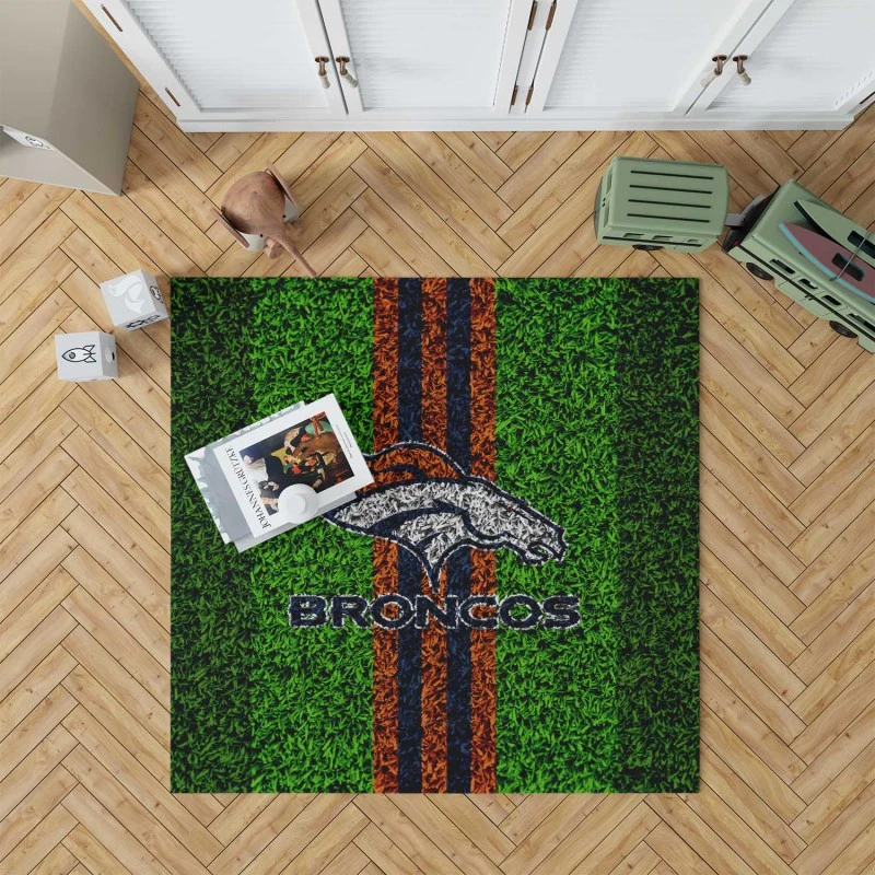 Grass Design Nfl Denver Broncos Logo Rug