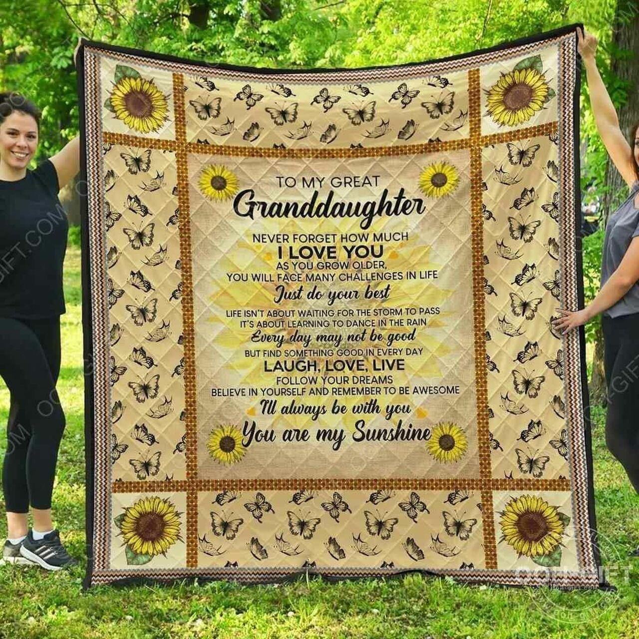 Granddaughter My Great Granddaughter Never Forget That How Much I Love You Blanket Th0807 Quilt