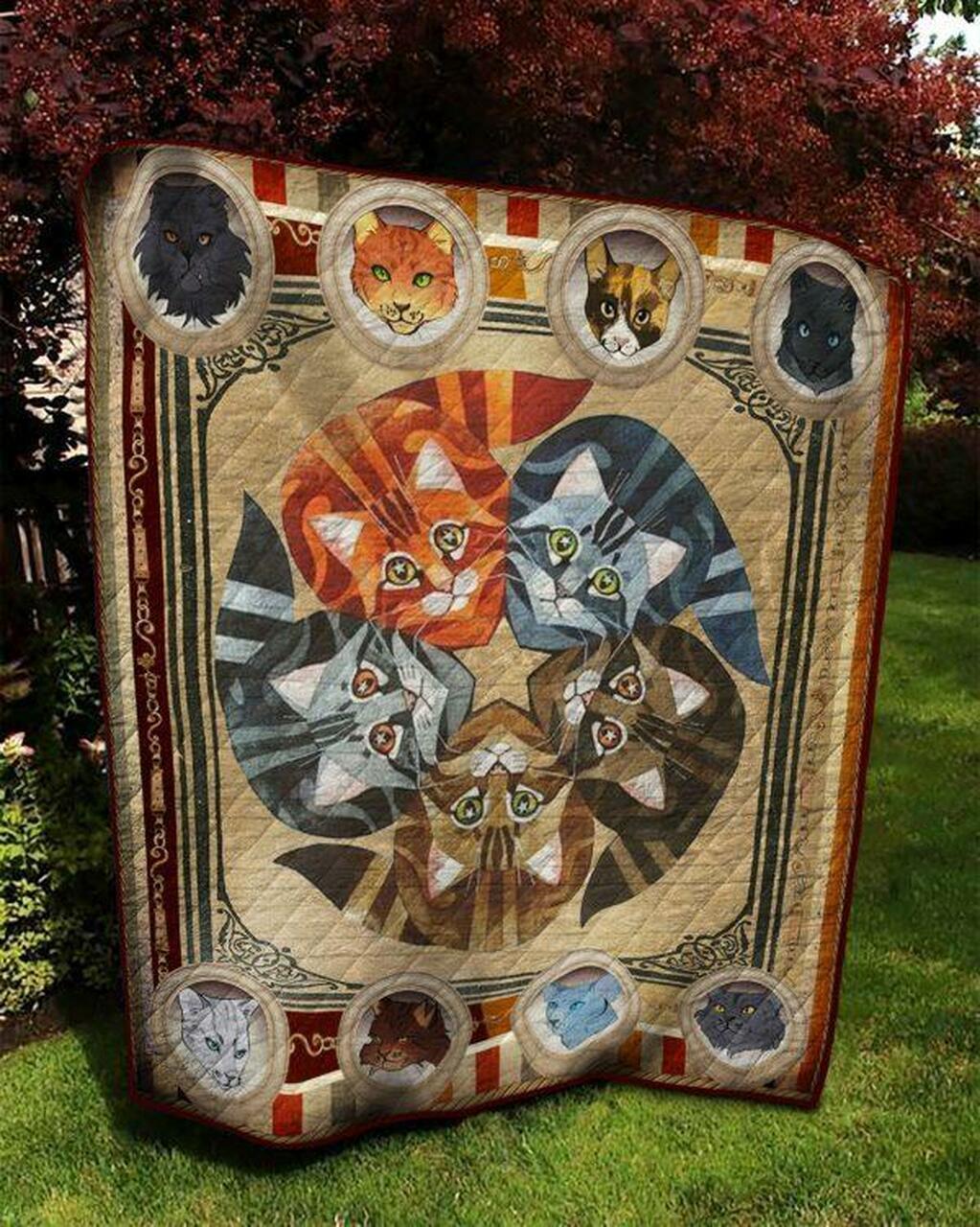 Cute Face Cat Maketar Quilt Blanket Quilt