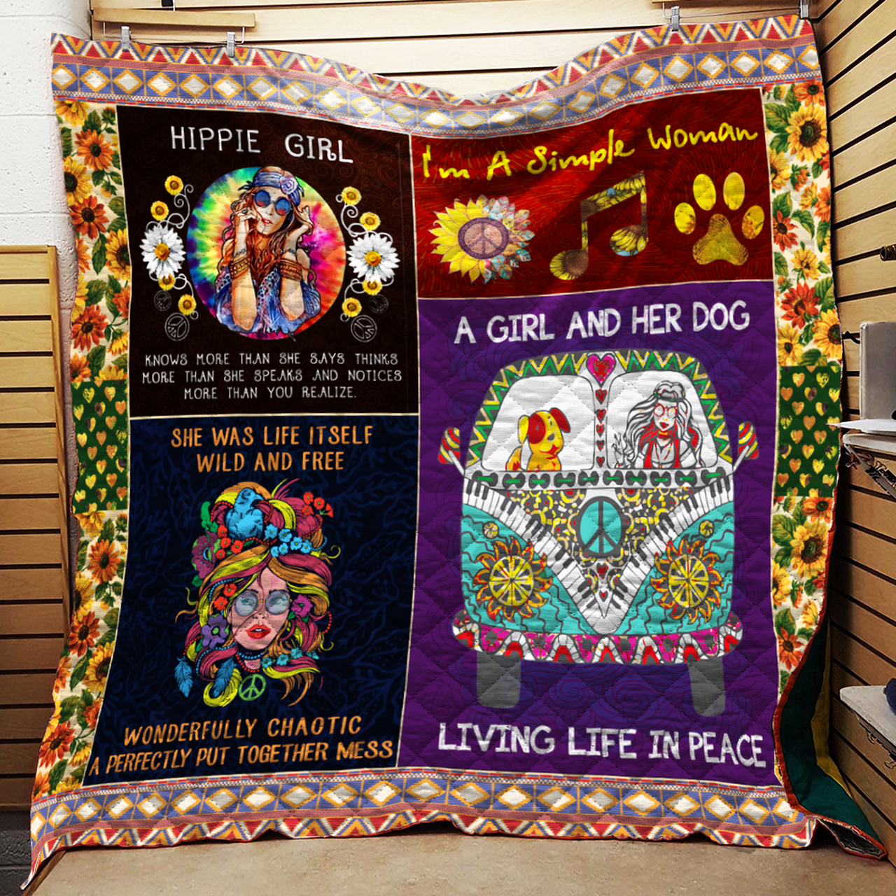 Hippie Girl Quilt Blanket Quilt
