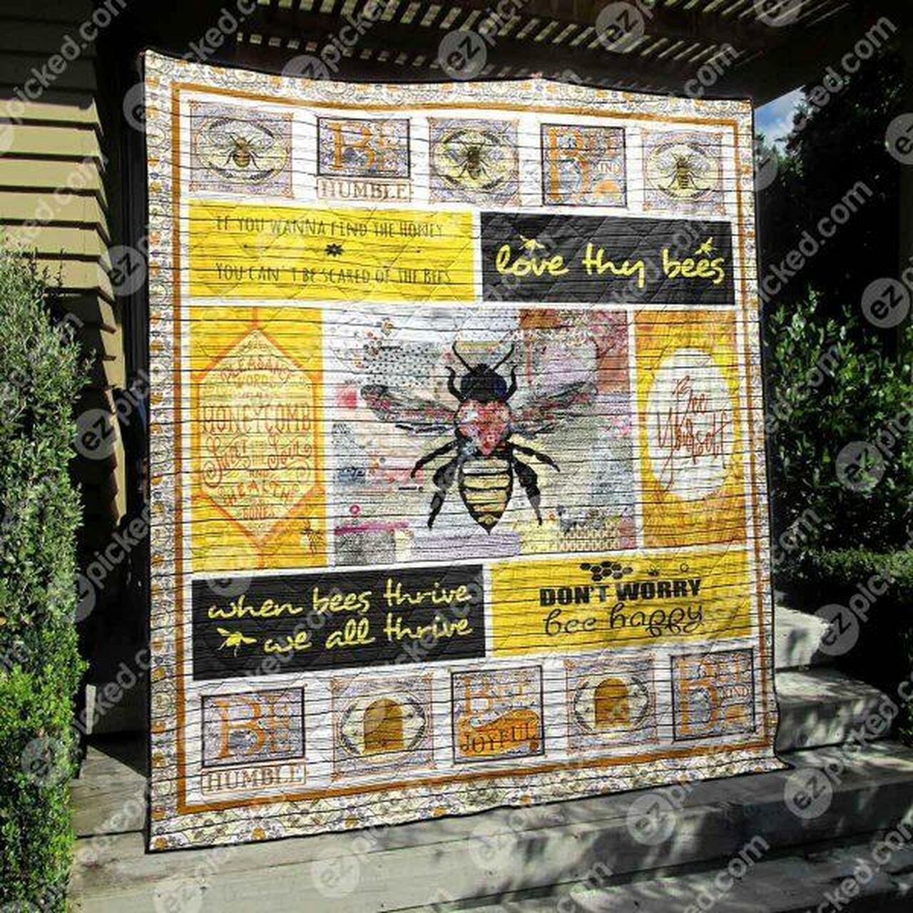 Don T Worry Bee Happy Quilt Blanket Ypm0 Quilt