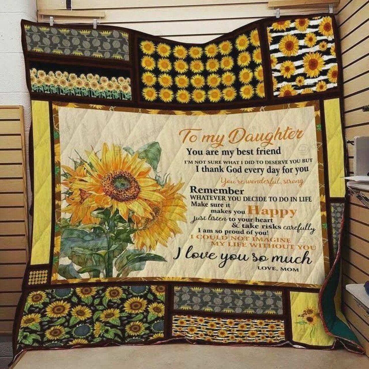 onalizunflower Family To My Daughter Quilt Blanket From Mom I Love Yo Much Greattomized Blanket G For Birthday C Thgiving