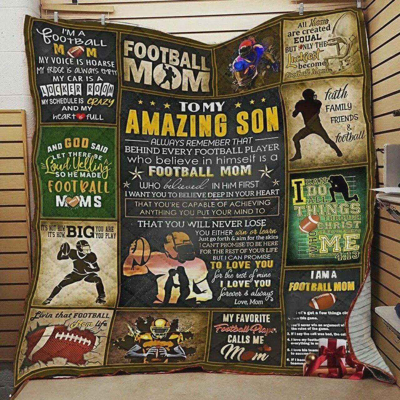 onalized Football Family To My Amazion Quilt Blanket From Mom Love You Forever And Al Greattomized Blanket G For Birthday C Thgiving