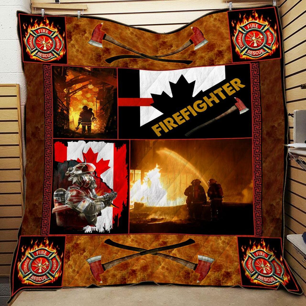 Firefighter Flag Ca Quilt Blanket Beddiet