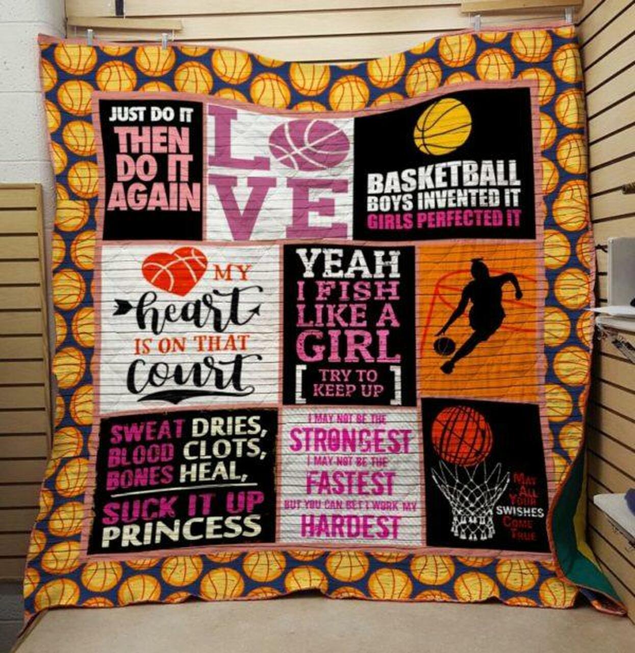Just Do It Then Do It Againketball Quilt Blanket Quilt