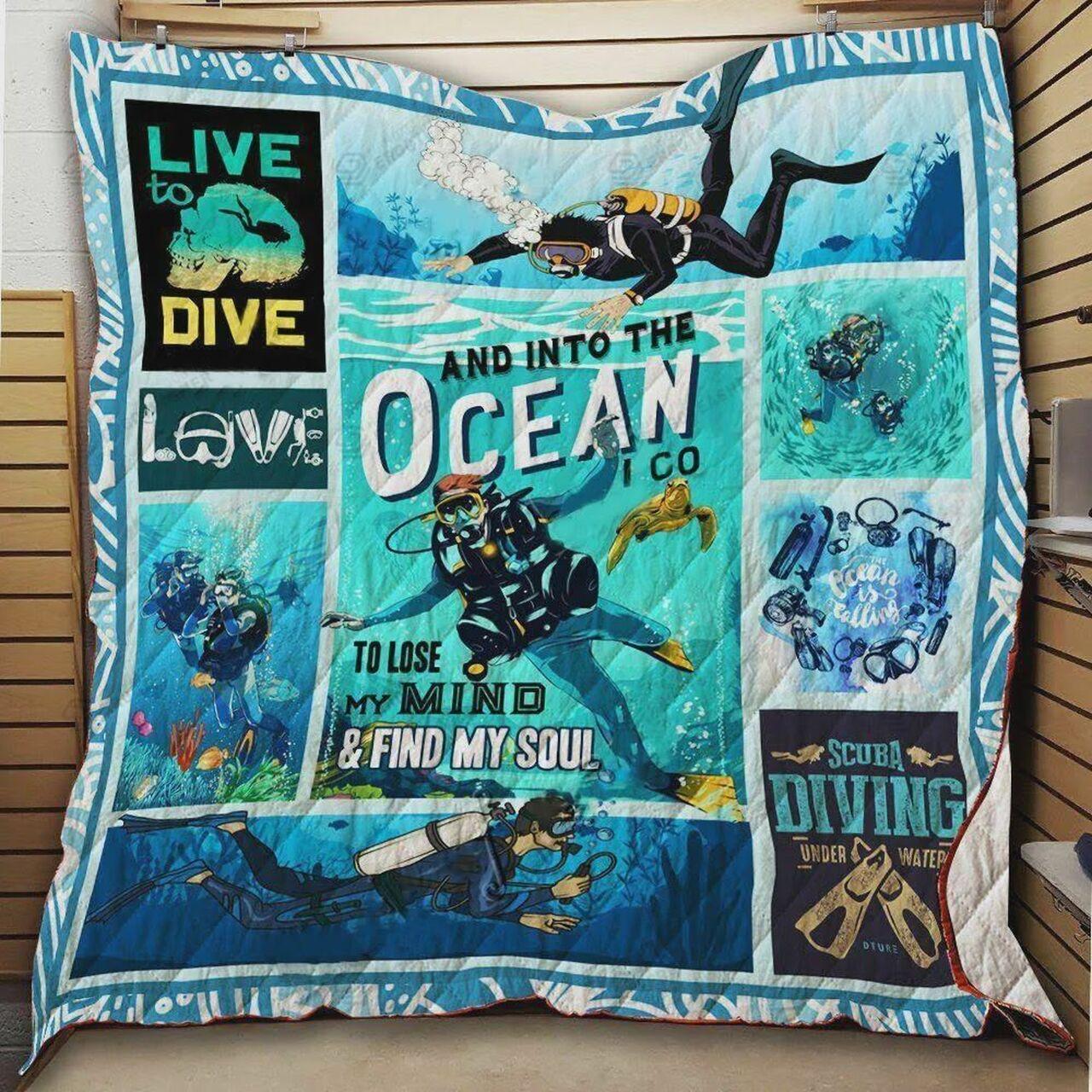 Scuba Diving And Into The Ocean I Go Toe My Mind And Find oul Quilt Blanket Greattomized Blanket G For Birthday C Thgiving