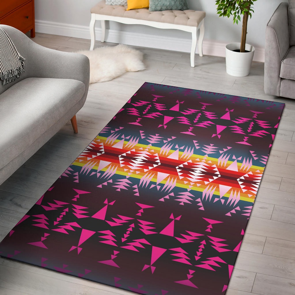Native American Rug, Native Rugs, Pattern Purple Native Area Rug