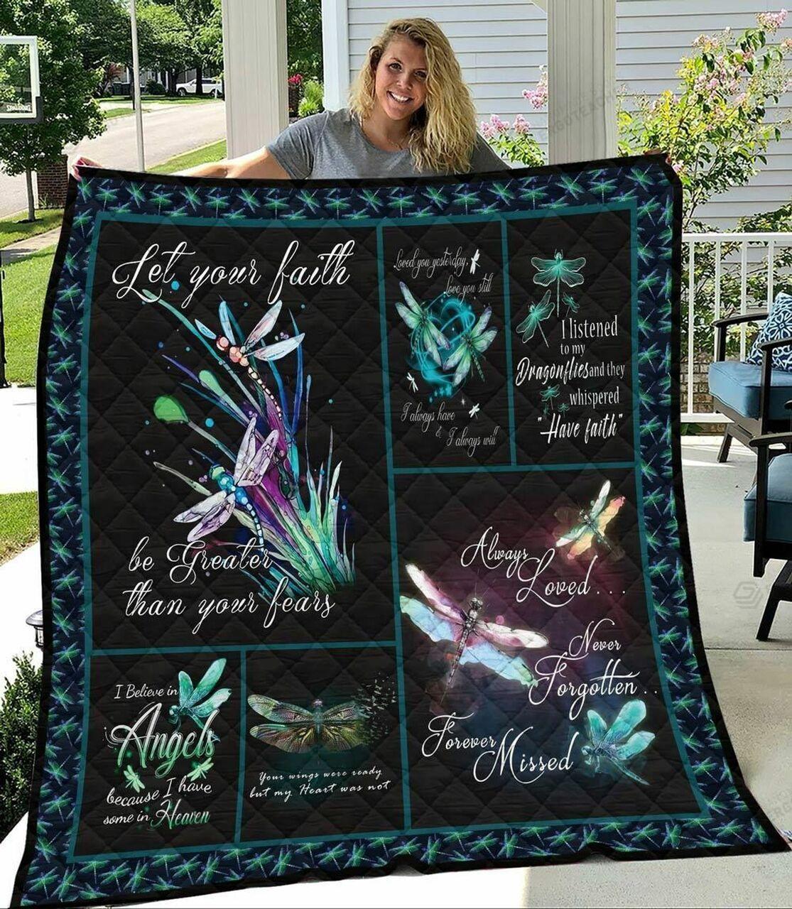 Twinkle Night Dragonfly Let Your Faith Be Greater Than Your F Quilt Blanket Greattomized Blanket G For Birthday C Thgiving