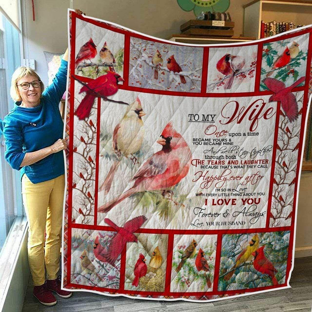 onalized Cardinal To My Wife Fromband I Love You Forever And Al Quilt Blanket Greattomized G For Birthday C Thgiving Wedding Valent Day