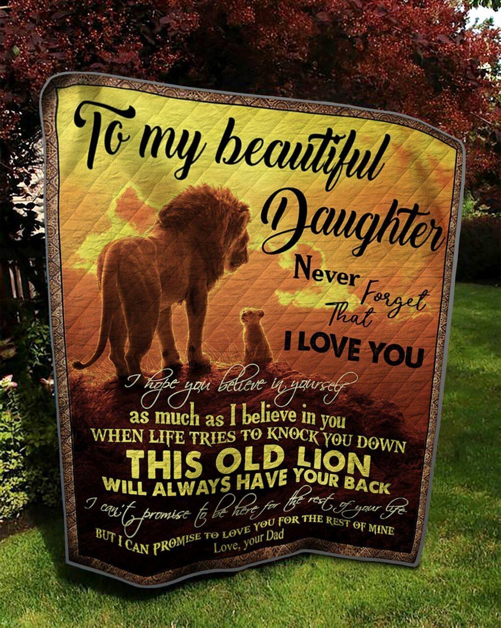 onalized Lion To My Daughter Quilt Blanket From Dad Never Forget That I Love You Greattomized Blanket G For Birthday C Thgiving