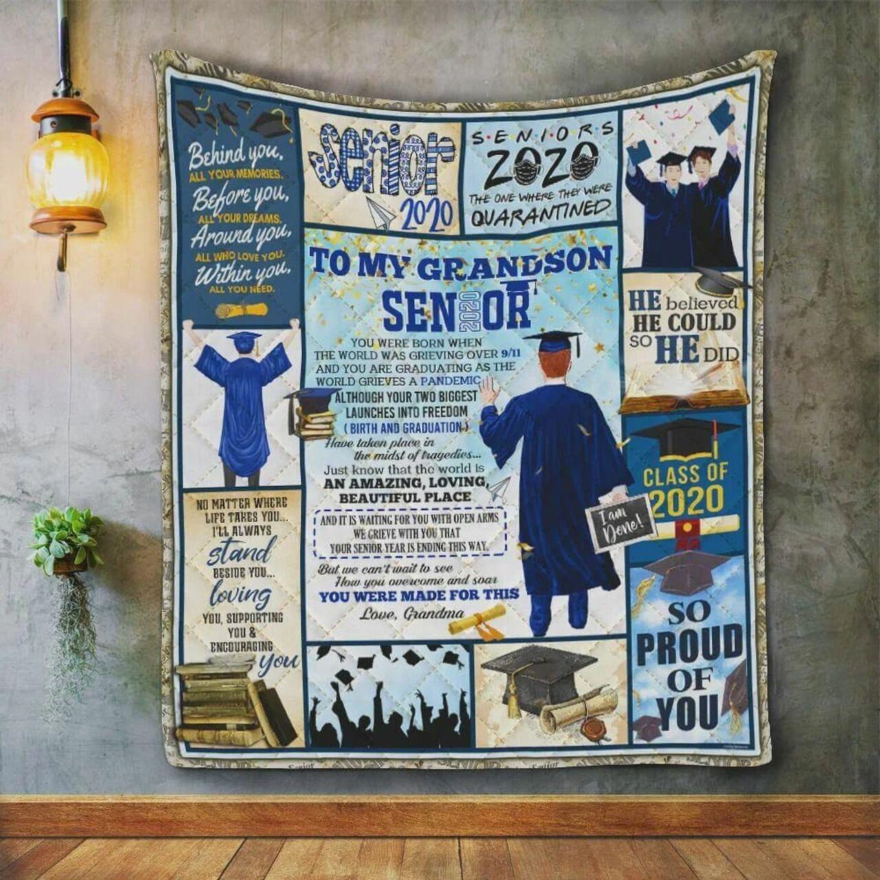 onalized Graduation To My Gron Quilt Blanket From Grandma I o Proud Of You Greattomized Blanket G For Birthday C Thgiving Graduation