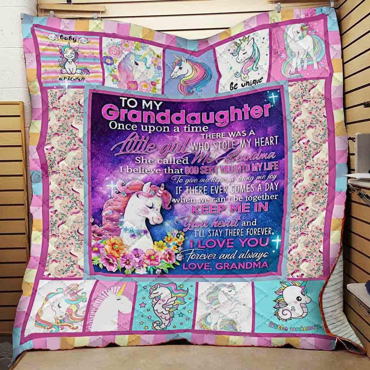 onalized Unicorn To My Granddaughter From Grandma Once Upon A Time Quilt Blanket Greattomized G For Birthday C Thgiving