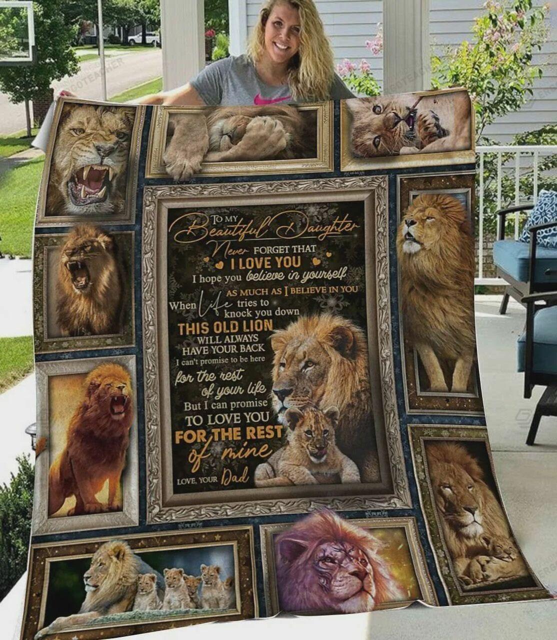 onalized Lion To My Daughter From Dad Never Forget That I Love You Quilt Blanket Greattomized G For Birthday C Thgiving