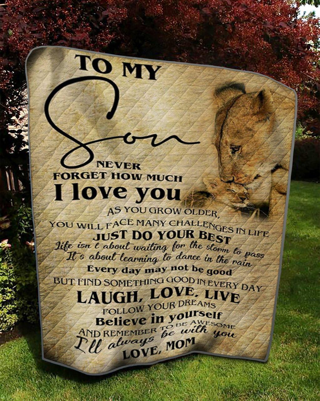 onalized Lion To on From Mom Never Forget How Much I Love You Quilt Blanket Greattomized G For Birthday C Thgiving