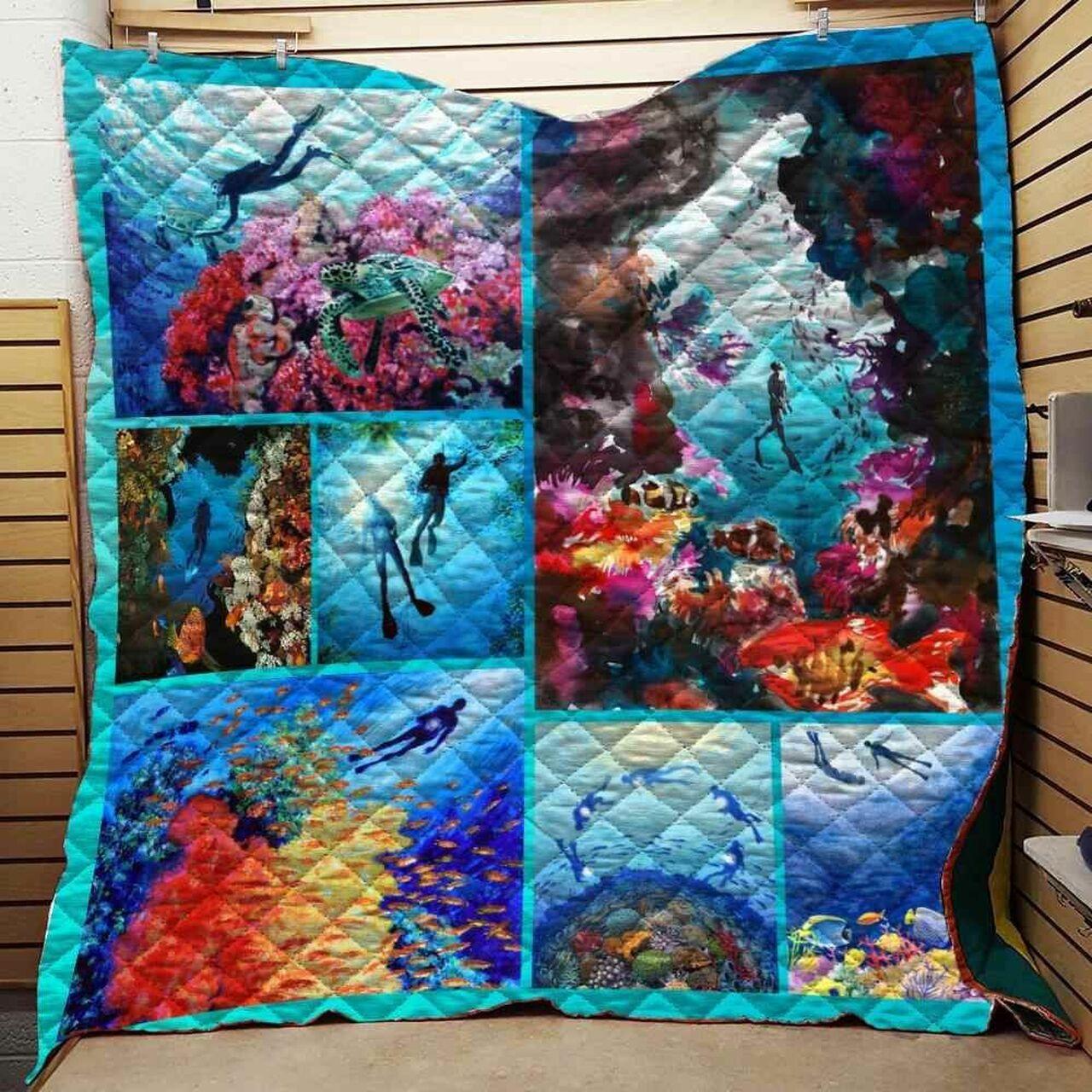 Scuba Diving Underwater Blanket Th0907 Quilt