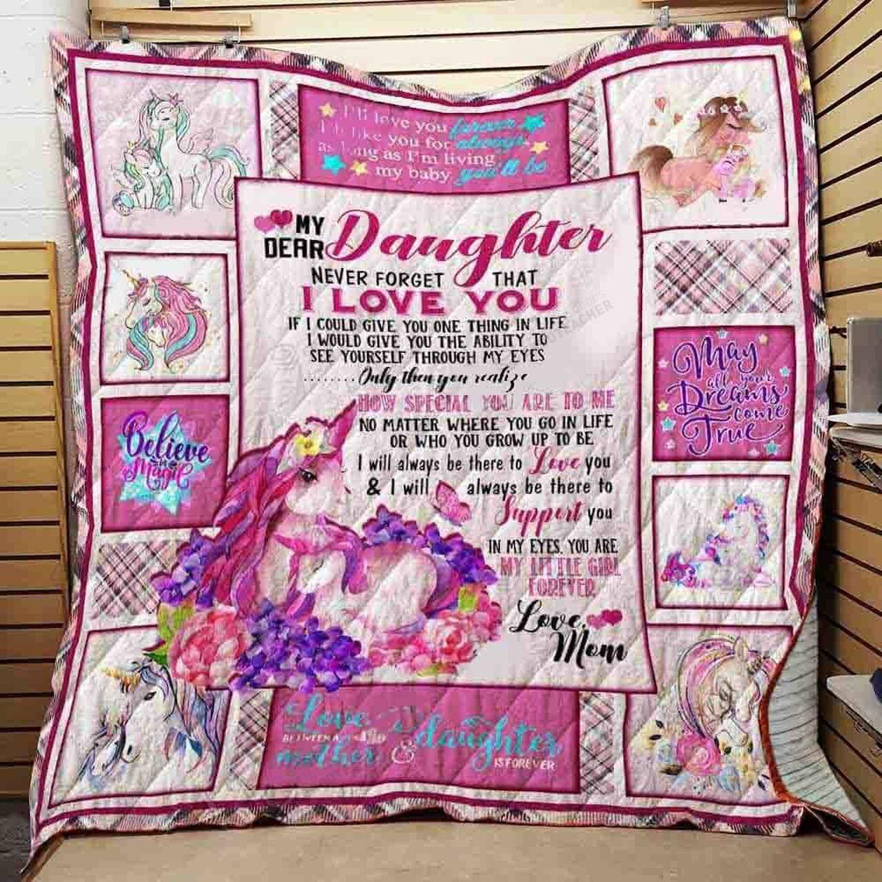 onalized Unicorn To My Daughter From Mom My Little Girl Forever Quilt Blanket Greattomized G For Birthday C Thgiving