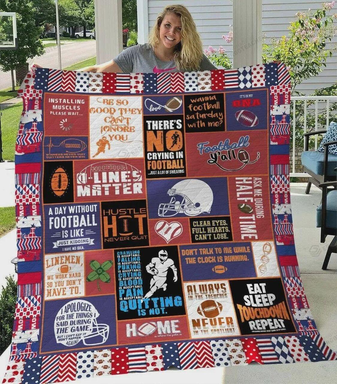 Ther No Crying In Football Quilt Blanket Greattomized Blanket G For Birthday C Thgiving