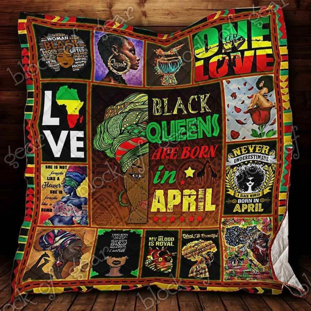 Black Qu Are Born In April Blanket Kc1307 Quilt