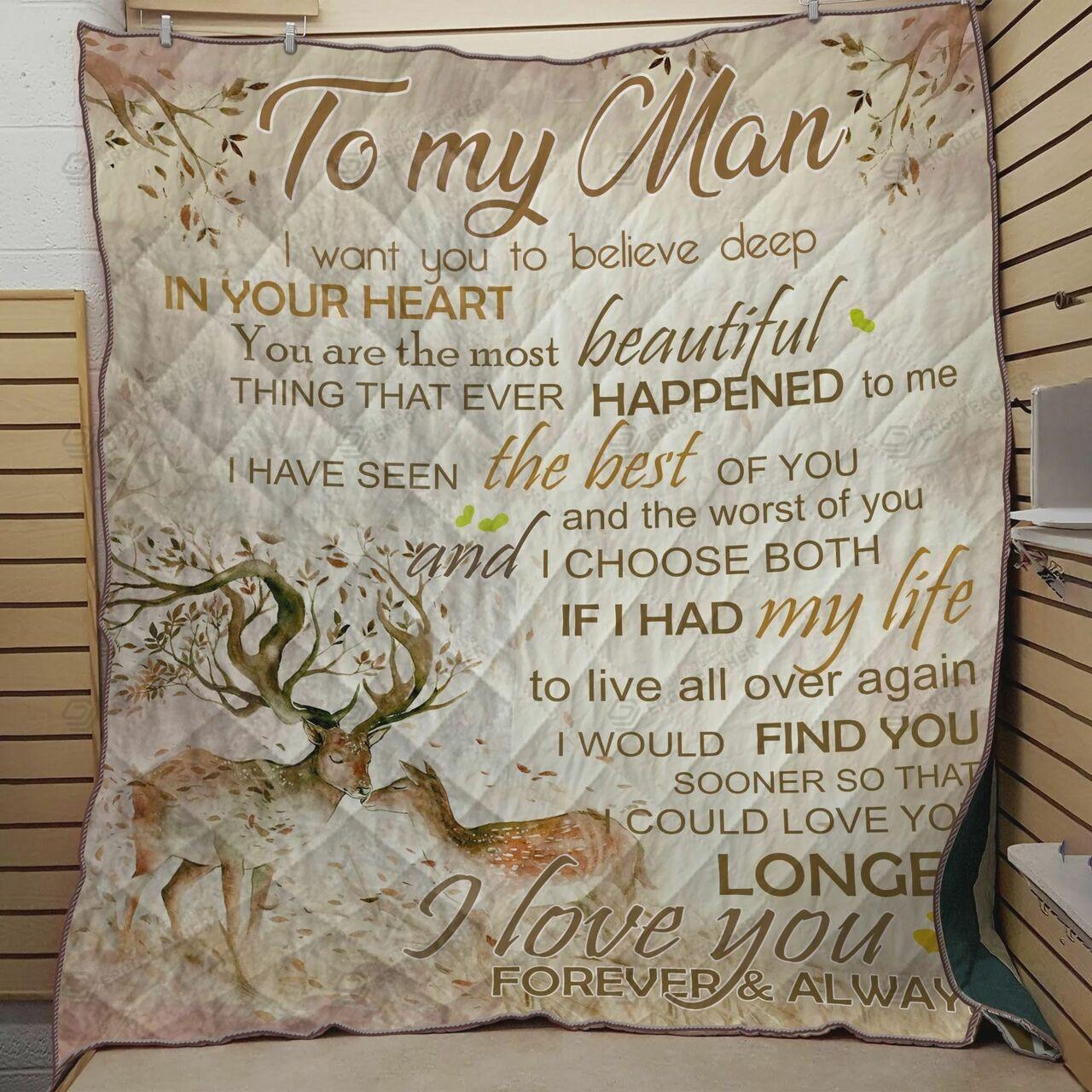 onalized Deer To My Man Quilt Blanket I Love You Forever And Al Greattomized Blanket G For Birthday C Thgiving