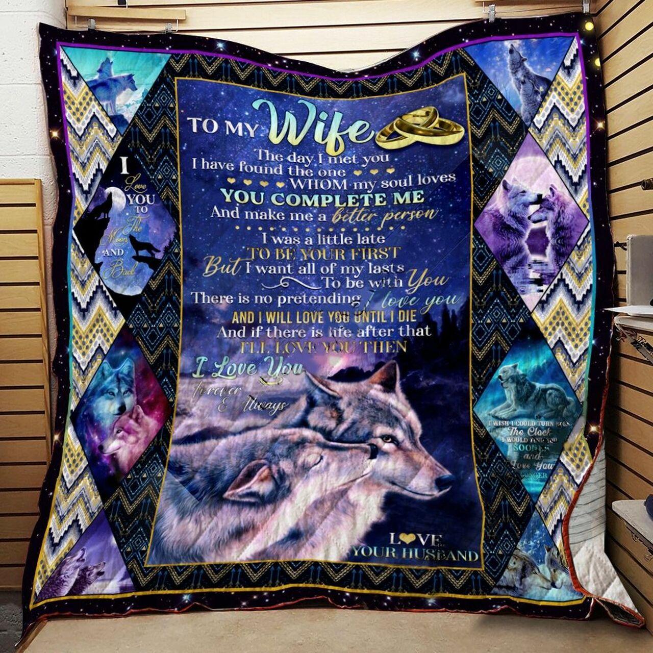 onalized Wolf To My Wife Fromband I Love You Forever And Al Quilt Blanket Greattomized G For Birthday C Thgiving Wedding Valent Day