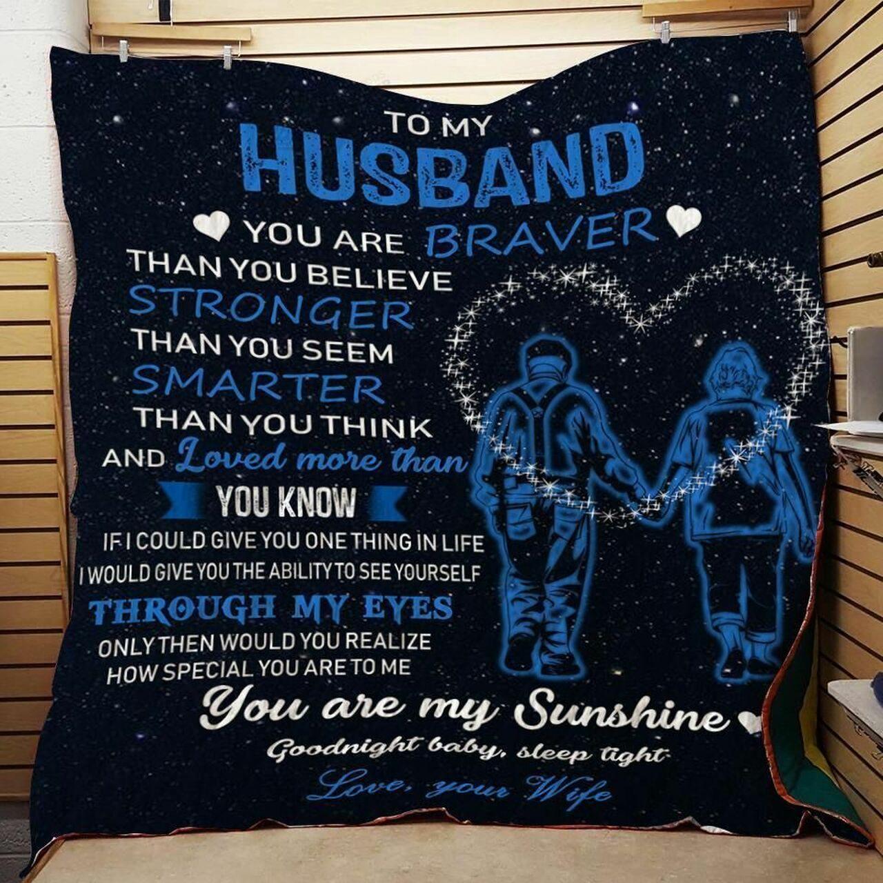onalized To Myband From Wife You Are Braver Quilt Blanket Greattomized G For Birthday C Thgiving Wedding Valent Day