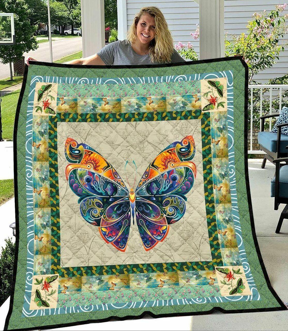 Colorful Butterfly Green Quilt Blanket Greattomized Blanket G For Birthday C Thgiving
