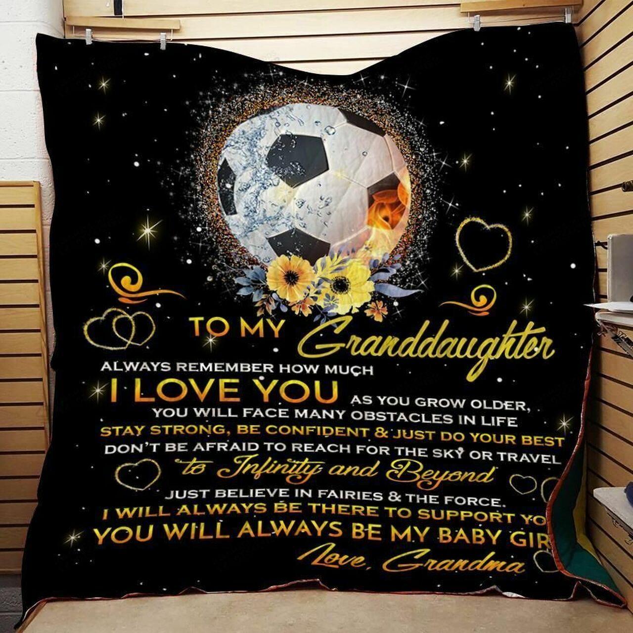 onalizoccer To My Granddaughter From Grandma Remember How Much I Love You Quilt Blanket Greattomized G For Birthday C Thgiving