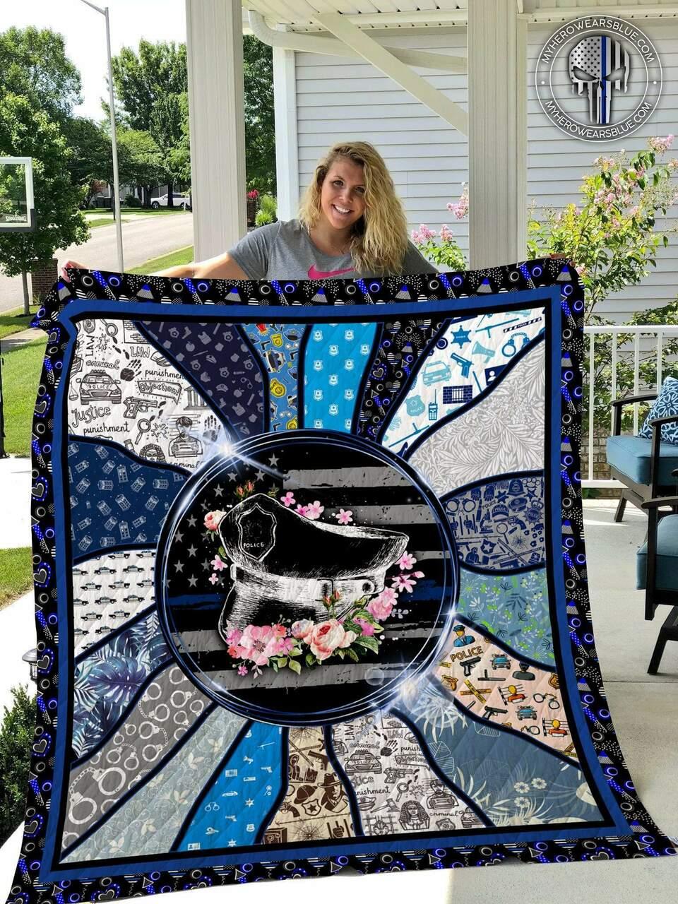 Police Th Floral Blanket Quilt