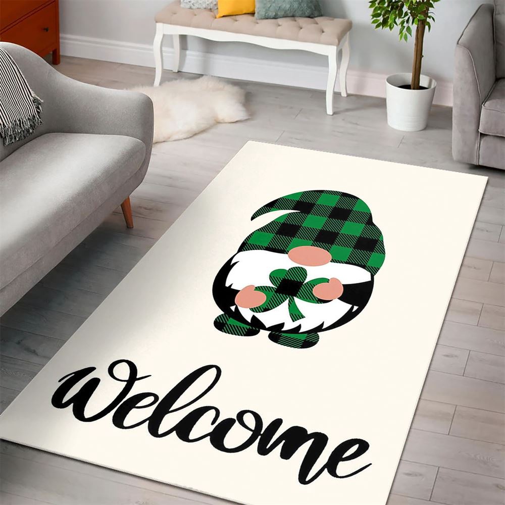 St Patricks Day Rug, Welcome St Patricks Day Gnomes Rug