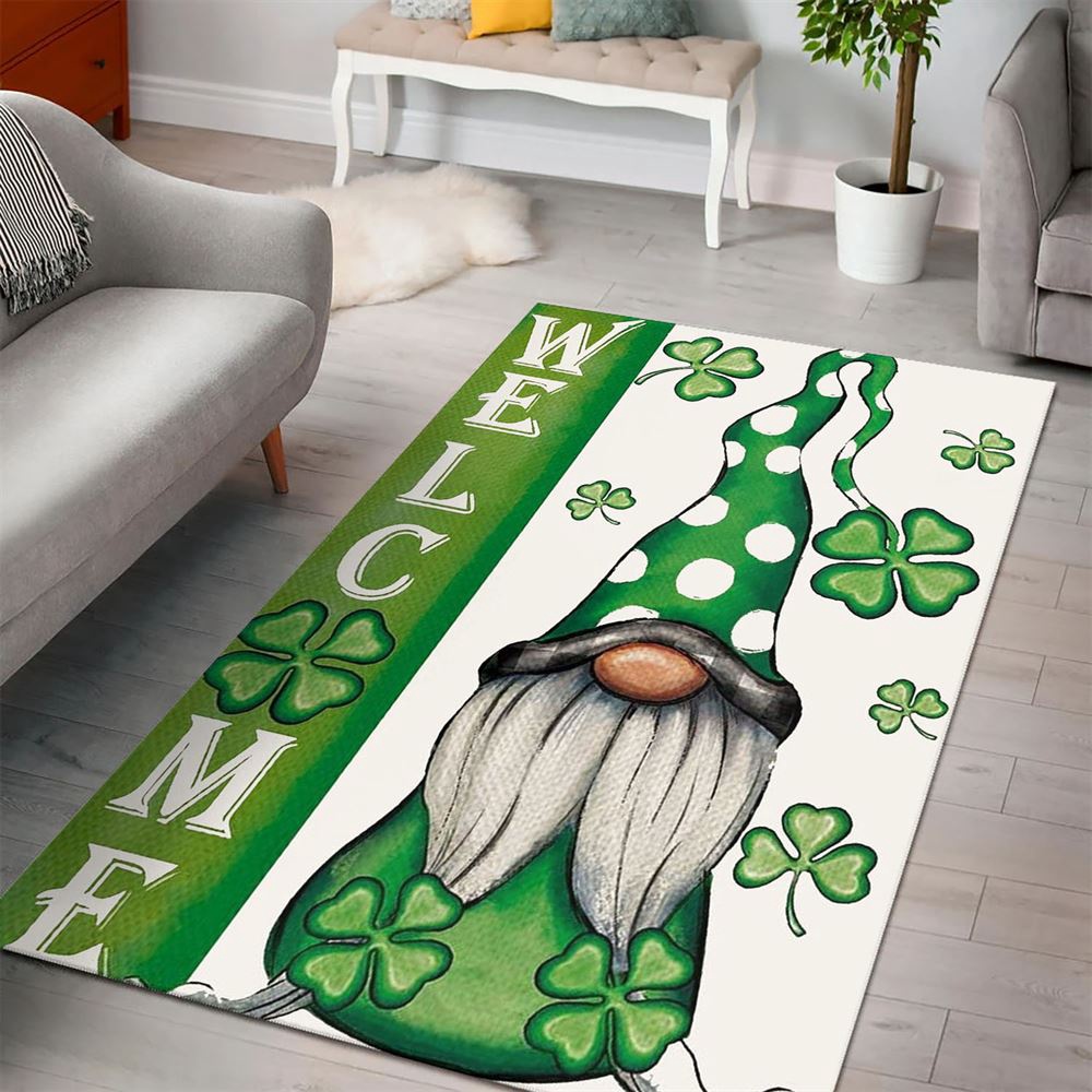 St Patricks Day Rug, Welcome St Patricks Day Gnomes St Gnomes Rug