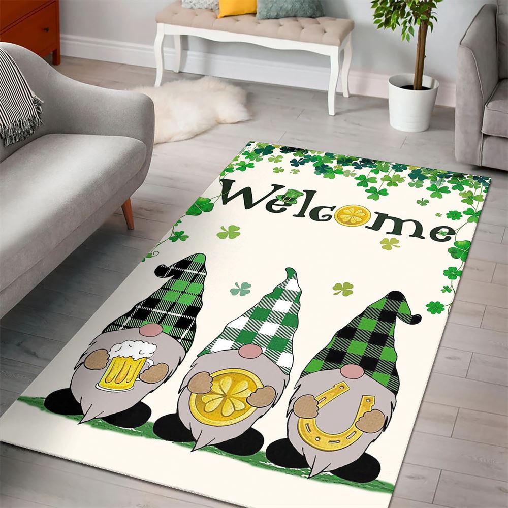 St Patricks Day Rug, Welcome St PatrickS Day Gnomes Saint Gnomes Rug