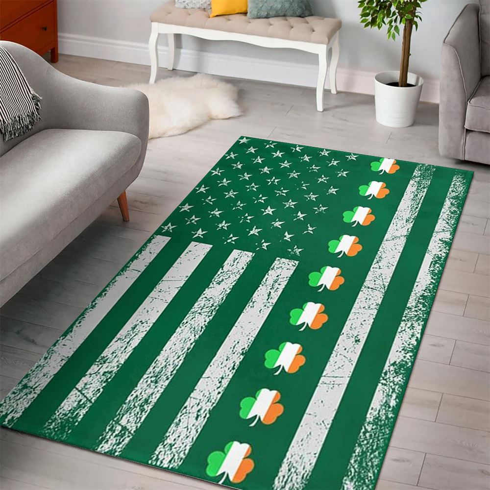 St Patricks Day Rug, Three Clover Lucky American Rug