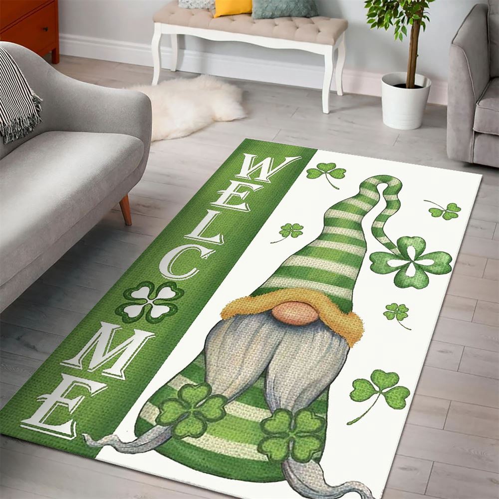 St Patricks Day Rug, Welcome St PatrickS Day Gnomes Saint Gnomes Rugs