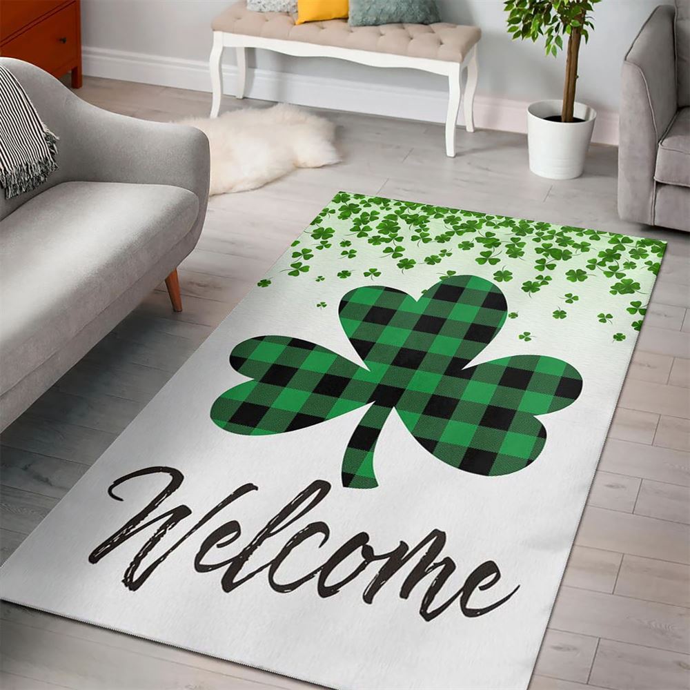 St Patricks Day Rug, Welcome Rugs, St PatrickS Day Lucky Shamrocks Rug & Rug