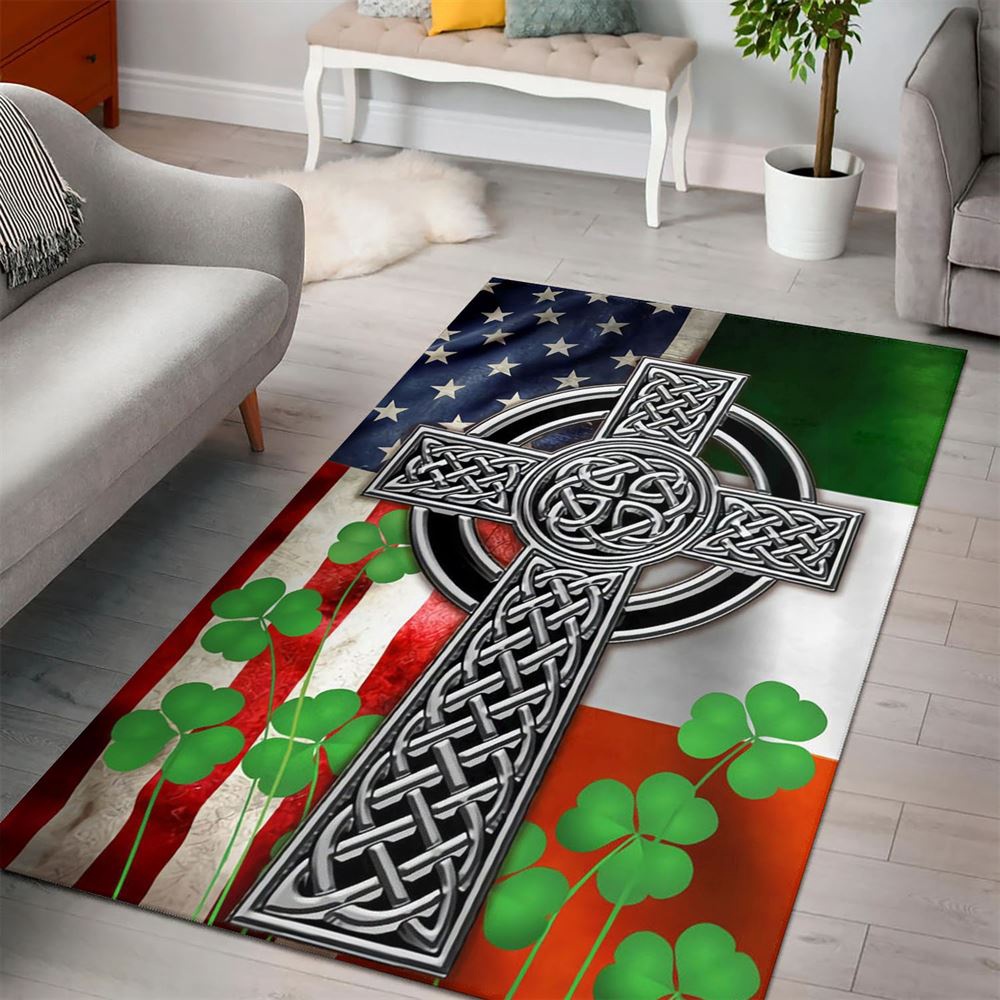 St Patricks Day Rug, The Irish Celtic Cross St PatrickS Rug
