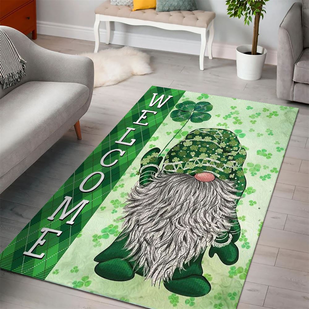St Patricks Day Rug, Vintage Green Gnome Rugs