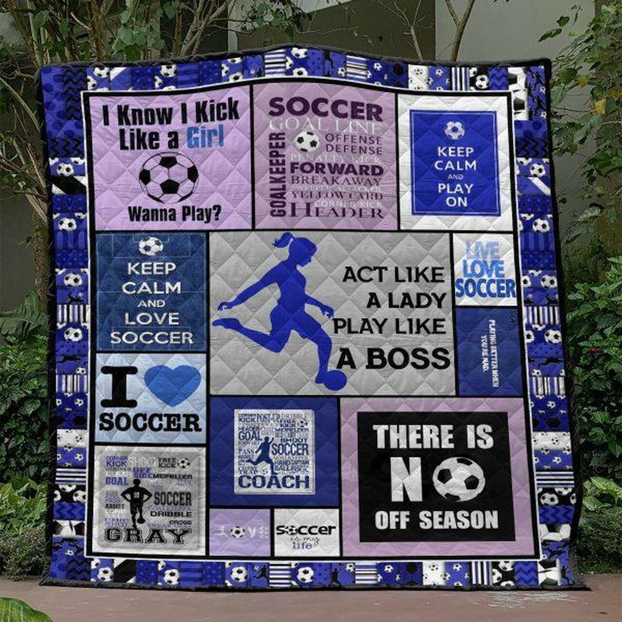 Play Like As Soccer Blue Quilt Blanket Vh09 Quilt