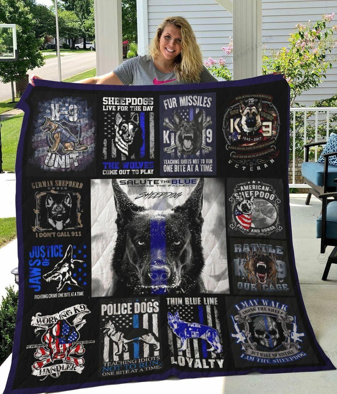 Police Dheepdog L For The Day Quilt Blanket Greattomized G For Birthday C Thgiving Perfect G For Police