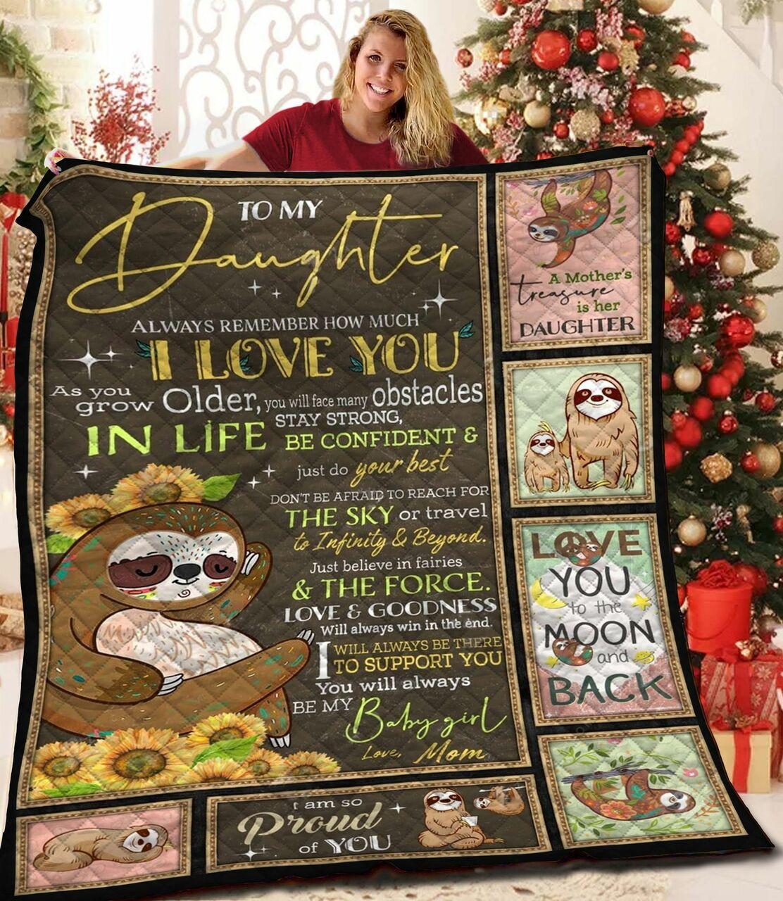 onalizloth To My Daughter From Mom Remember How Much I Love You Quilt Blanket Greattomized G For Birthday C Thgiving