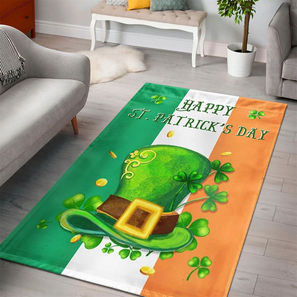 St Patricks Day Rug, St Patricks Day Shamrock LeprechaunS Hat Day Rug