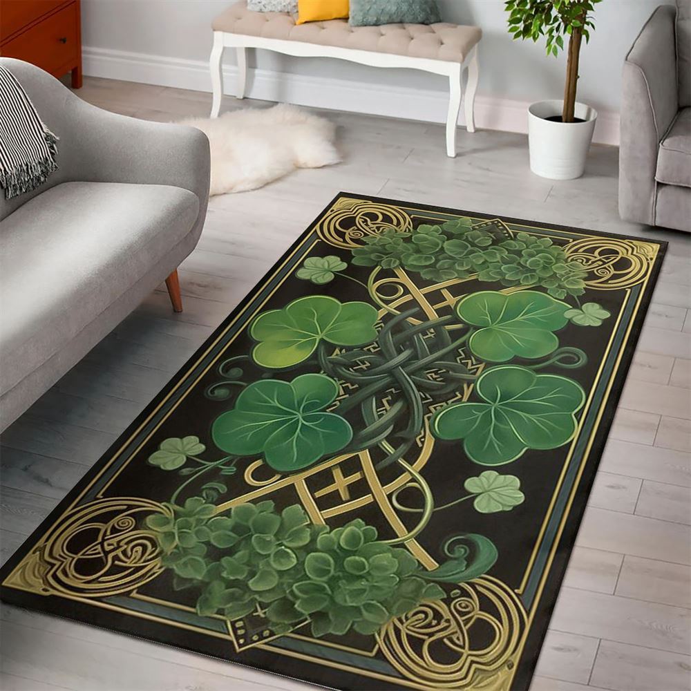 St Patricks Day Rug, St Patricks Day Shamrock And Celtic Knot Rugs