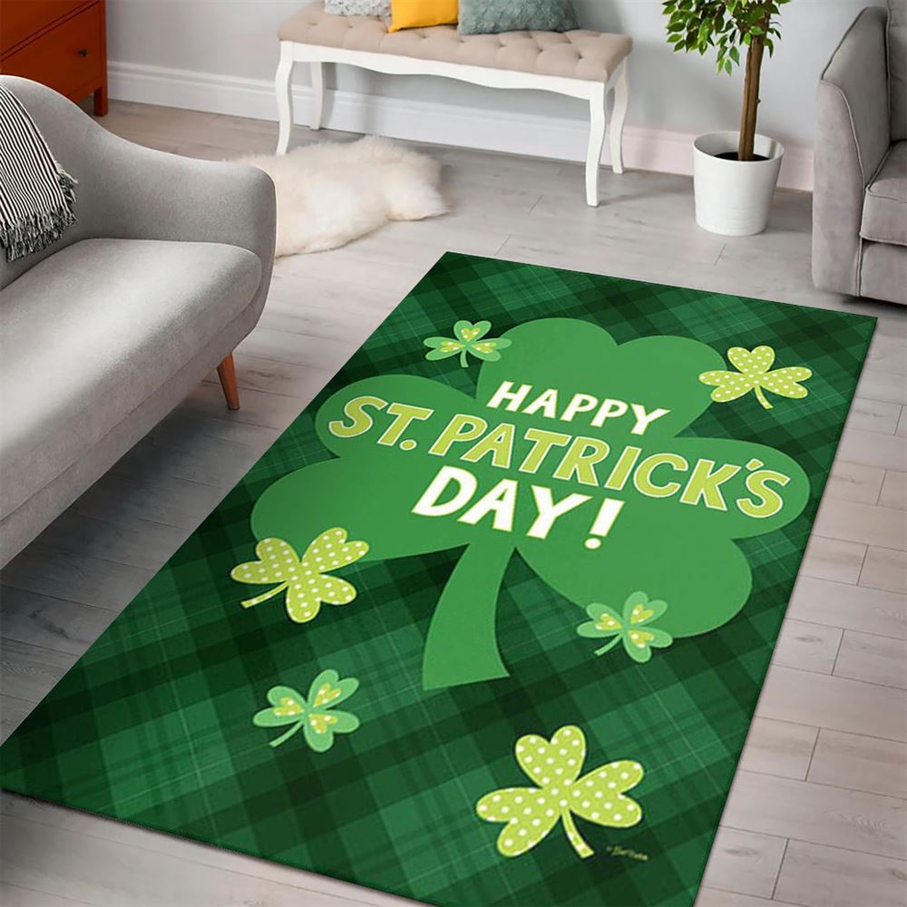 St Patricks Day Rug, St Patricks Day Lucky Shamrocks Rug