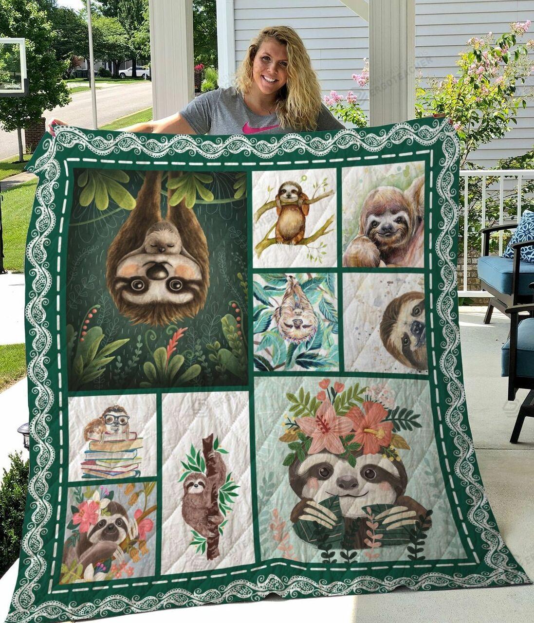 Sloth In Natural Quilt Blanket Greattomized Blanket G For Birthday C Thgiving