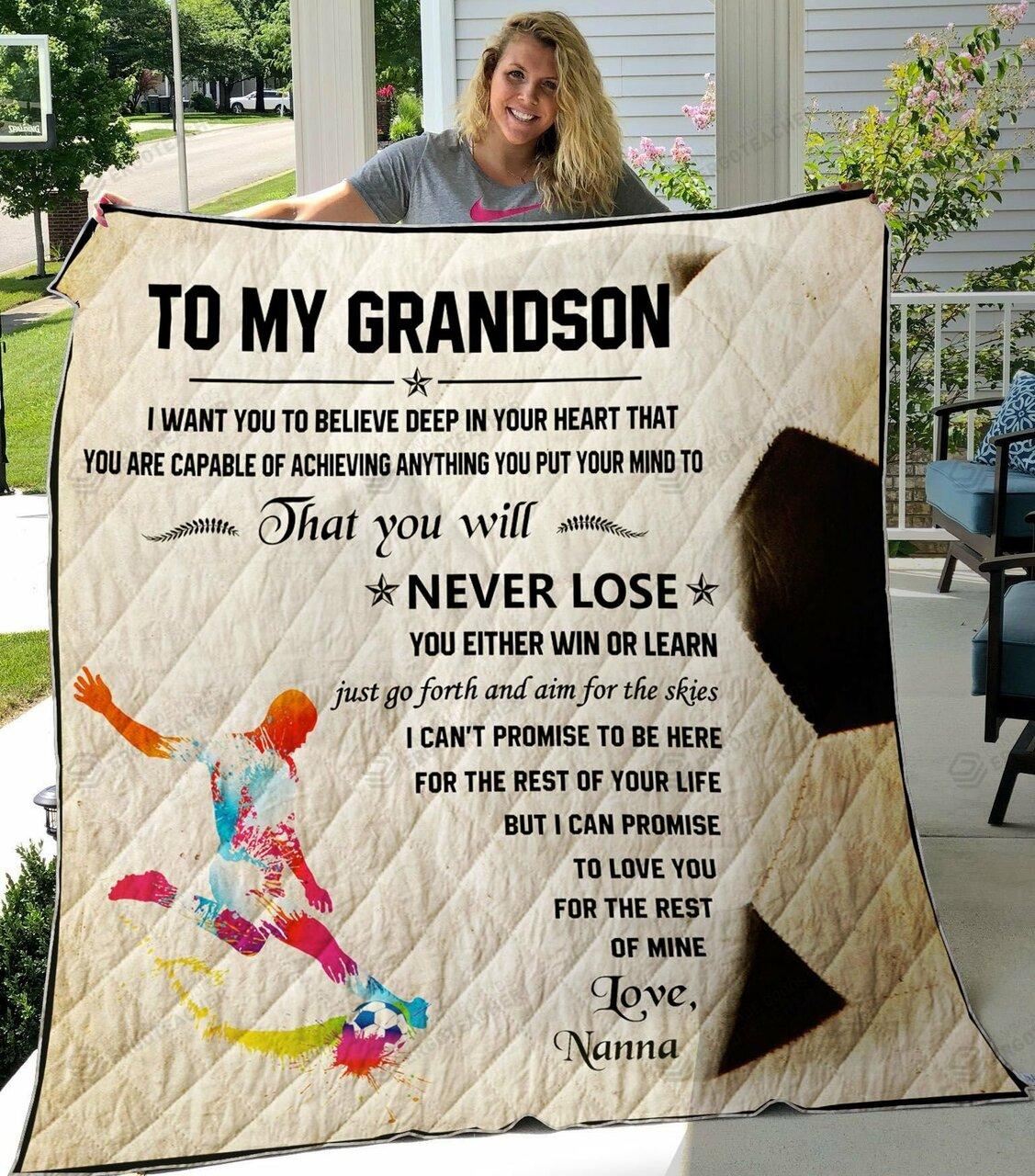 onalize American Football To My Gron From Nana Love You For Thet Of Mine Quilt Blanket Greattomized G For Birthday C Thgiving Perfect G For American Football Lover