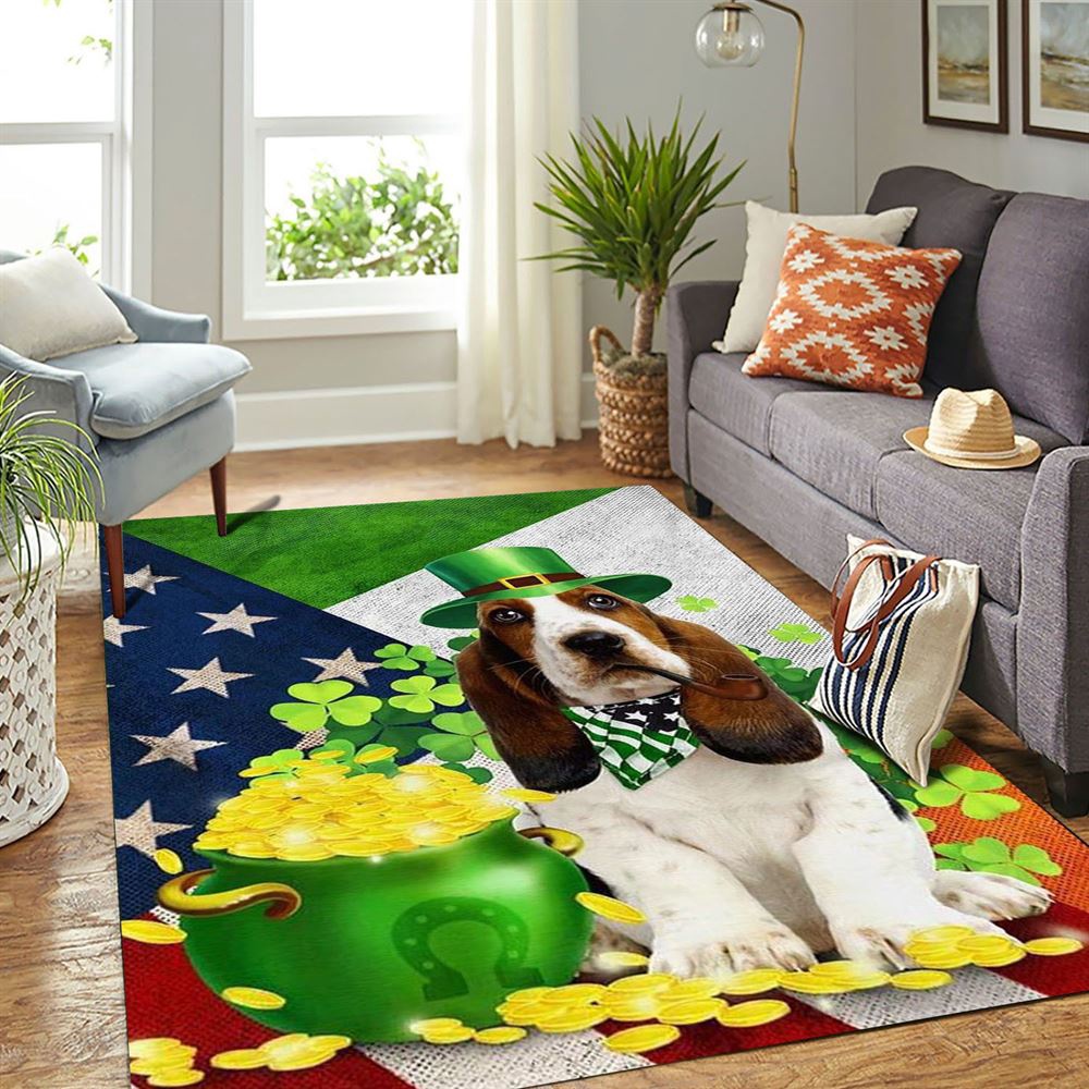 St Patricks Day Rug, St Patricks Day Basset Hound Rug