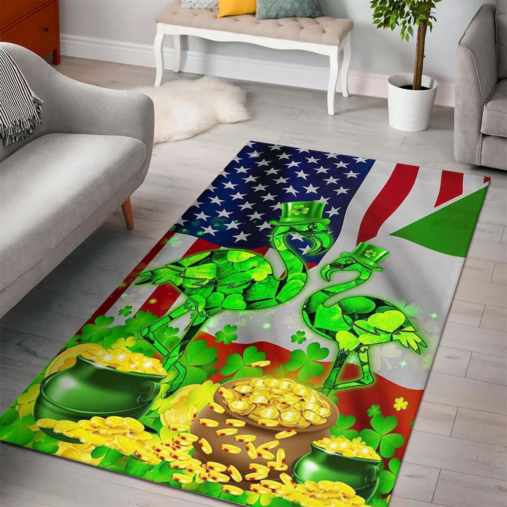 St Patricks Day Rug, St Patricks Day Flamingo Rug