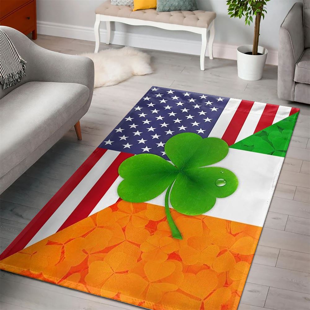 St Patricks Day Rug, St Patricks Day Irish Shamrock American Rug