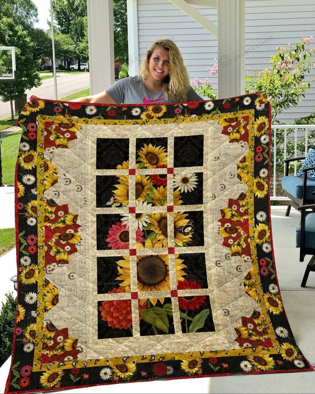 Sunflower Bl Quilt Blanket Greattomized G For Birthday C Thgiving Perfect G Funflower Lover