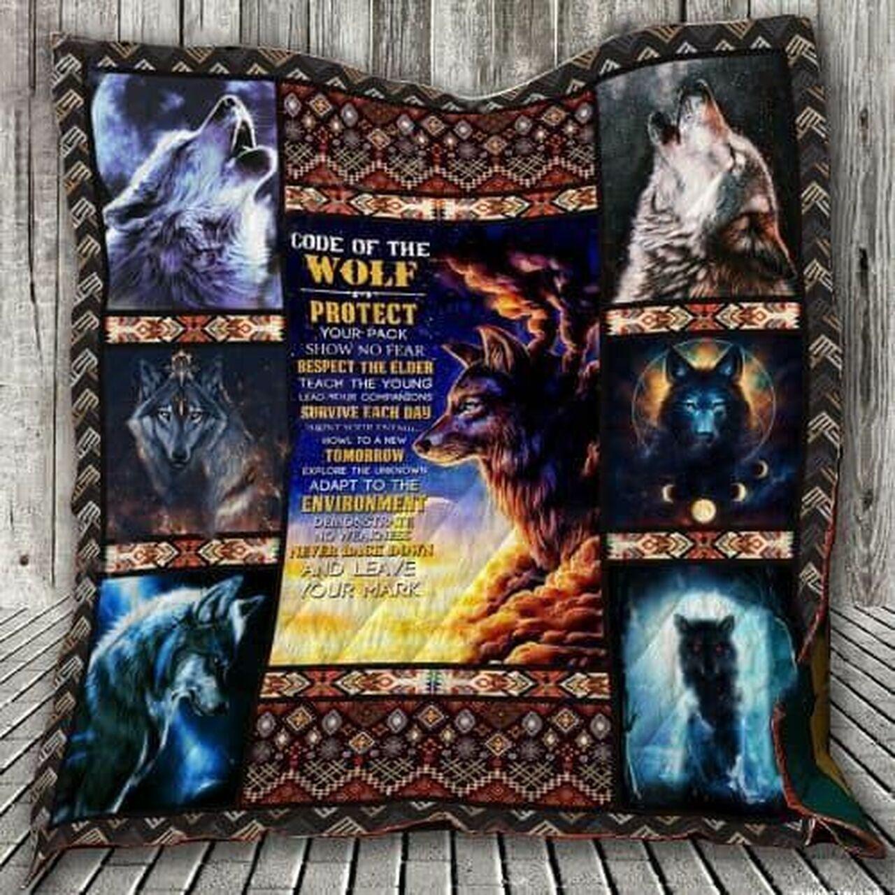 Code Of The Wolfpect The Elder Teach The Young Quilt Blanket Greattomized Blanket G For Birthday C Thgiving